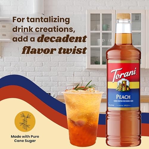 Torani Peach Syrup 1L with Pump Sweet Flavoring for Lemonades, Teas & Drinks thumbnail 7