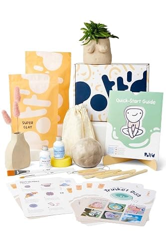 Pott'd Air Dry Clay for Adults. Beginners Home Pottery Kit for Adults. DIY Craft Kit for Adult. Kit Includes: Air-Dry Clay for Adult, Tools, Brushes, Sealant, How-to-Guides - Image 1