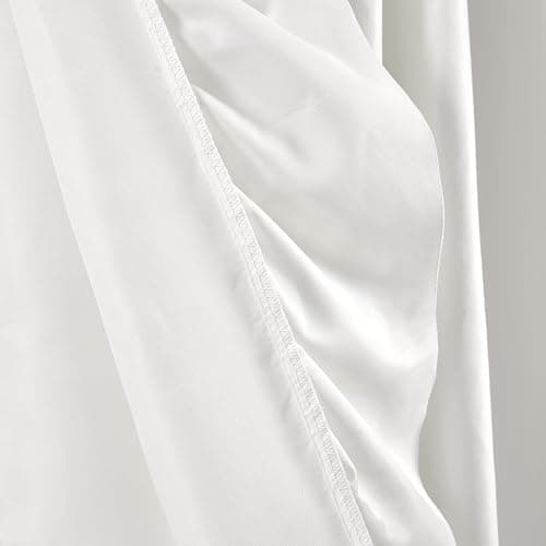 Lush Decor Reyna Ruffle Window Curtain Panel Set, Pair, 54" W x 45" L, White - Flowy Curtain Set - Romantic Ruffle Curtains for Bedroom, Living room, or Dining Room - Farmhouse & Cottage Home Decor thumbnail 5