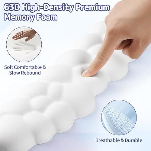 Sushret Cloud Wrist Rest Keyboard, Cloud Keyboard Wrist Pad Set with PU Leather Memory Foam, Cute Arm Rest for Palm Support, PC/Gaming Desk Accessories/Office Setup/Computer Hand Cushion - White thumbnail 5