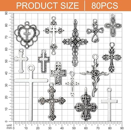 Hicarer 80 Pieces Antique Silver Pendants Charms Pendants Halloween Jewelry Making Accessory for DIY Necklace Bracelet thumbnail 3