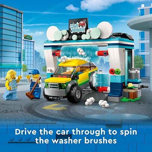LEGO City Car Wash 60362 Building Toy Set, Fun Gift Idea for Kids Ages 6+, Features Spinnable Washer Brushes and Includes an Automobile and 2 Minifigures thumbnail 2