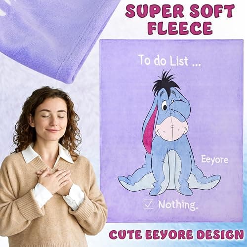 Disney Eeyore Throw Blanket Soft Fleece Blanket Bedroom Comforter 59 x 51” (Purple Eeyore) thumbnail 4