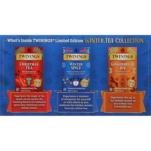 Twinings Winter Tea Collection, Limited Edition Holiday Gift Box, 20 Count (Pack of 3), Includes Christmas Tea, Winter Spice, and Gingerbread Joy, Enjoy Hot or Iced, 60 Teabags thumbnail 2