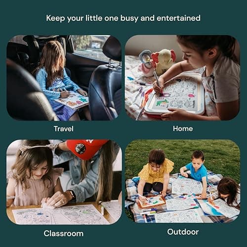 HeyDoodle Into The Wild Mini – Reusable Silicone Alphabet Coloring Mat for Toddlers and Kids – Educational Animal Activity Pad with 3 Dry Erase Markers – Mess-Free Travel Toy – Ages 3-7 thumbnail 8