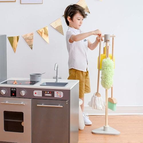 Teamson Kids Little Helper 6-pc. Wooden Toy Household Cleaning Supply Set with Organizing Stand thumbnail 2