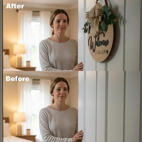 Condorpasea 3D Welcome Sign for Front Door | Home/Farmhouse Porch Décor Wooden Hanging Sign with Artificial Leaves and Rustic Beads | Christmas Classroom |12" Round thumbnail 6
