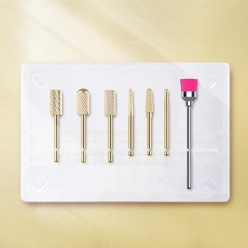 MelodySusie Nail Drill Bits Set, 7pcs Tungsten Carbide Nail Bits for Nail Drill E-file, 3/32 inch Bits Manicure Pedicure Remover Tools for Acrylic Gel Nails, Salon Home Nail Care Supplies, Gold thumbnail 7