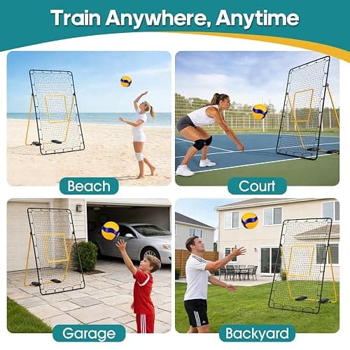 OLIXIS 7x4 ft Volleyball Rebounder Net - Multi Sport Bounce Back Training Equipment with Travel Bag, 5 Adjustable Angles for Outdoor Indoor Practice, Spiking, Bumping, Volleying thumbnail 5