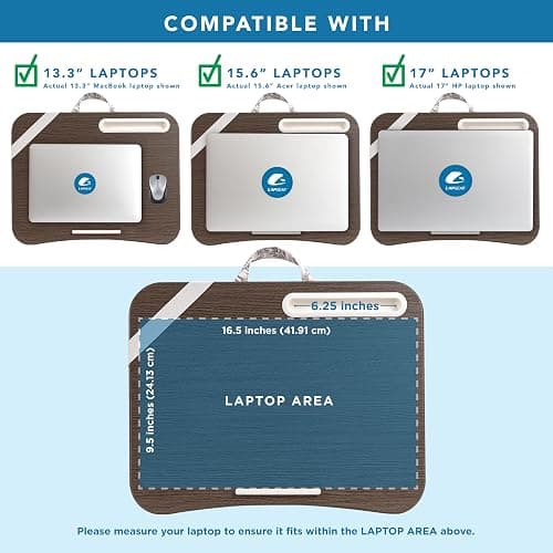 LAPGEAR Designer Lap Desk with Phone Holder and Device Ledge - Hummingbird Toile - Fits up to 15.6 Inch Laptops - Style No. 45413 thumbnail 5