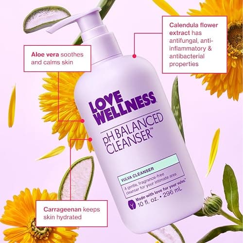 Love Wellness pH Balancing Cleanser | Feminine Vulva Wash for Intimate Health & Hygiene | Fragrance-Free, Non-Irritating & pH Matched | With Aloe Vera & Calendula for Sensitive Skin | 10 Fl Oz thumbnail 3