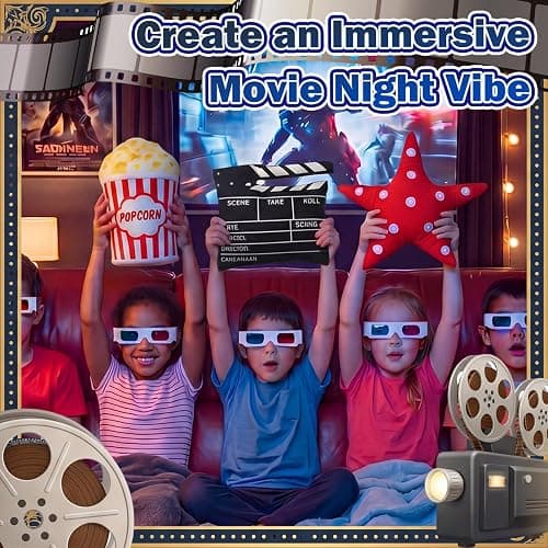 Tingjoo 3 Pcs Movie Night Throw Pillows 11 Inch Popcorn Star,Movie Night | Clapperboard Red Star Design for Couch Sofa, Movie Party Decorations, Film Lover Birthday Gift, Home Theater Accent Cushions thumbnail 5