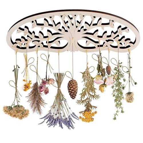 Herb Drying Rack Hanging - Tree of Life Design Wall Decor with 11 Hooks for Kitchen, Garden | Saving Space Herb & Flower Dryer, Gift for Gardeners, Crafters, Kitchen Witches - Image 1