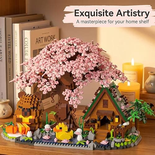 Capybara Cherry Blossom Bonsai Tree House Building Sets for Adults & Kids - 2280PCS Micro Mini Blocks, Artificial Flower for Desk, Office, Home Decor, DIY Arts & Crafts Kits, Ages 8+ Girls & Boys Gift thumbnail 4