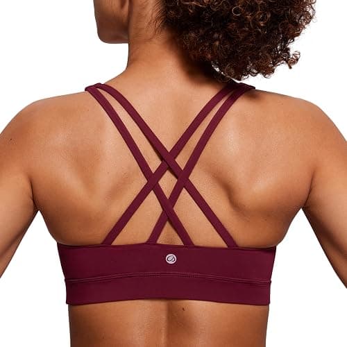 CRZ YOGA Naked Feeling Strappy Sports Bras | Medium Support, Removable Pads, Yoga, Sleek, Scoop Neck, for Women - Image 1