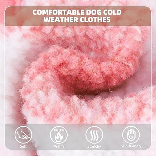 PUPTECK Dog Hoodie Puppy Sweatshirt Warm Dog Sweater Winter Clothes Cold Weather Coats for Small Medium Large Dogs, Pink, M thumbnail 2