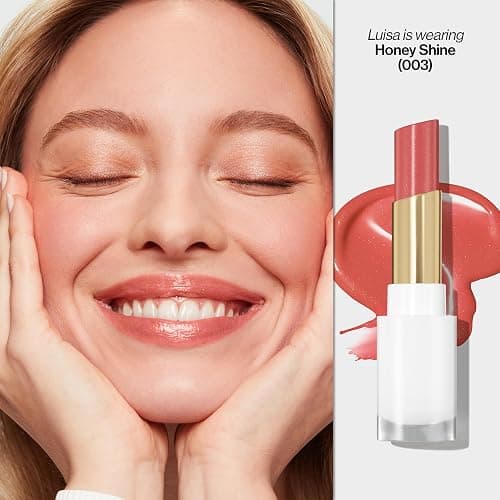 REVLON Super Lustrous Glass Shine Balm, Hydrating Tinted Lip Balm with Hyaluronic Acid, Aloe & Rose Quartz, 003 Honey Shine, 0.11 oz thumbnail 8