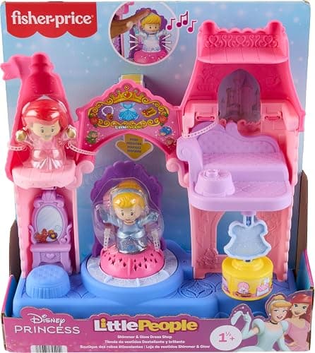 Fisher-Price Little People Disney Princess Shimmer & Glow Dress Shop | Playset with Lights & Sounds, Pretend Play with Cinderella and Ariel Figures, Toddlers & Kids Ages 18+ Months thumbnail 6