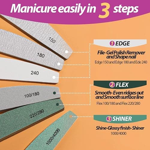 Teenitor Nail File Buffer, Nail Files, Nail Buffer Set to File, Shape,Smooth, Buffer and Shine Nails, Half-Moon thumbnail 3