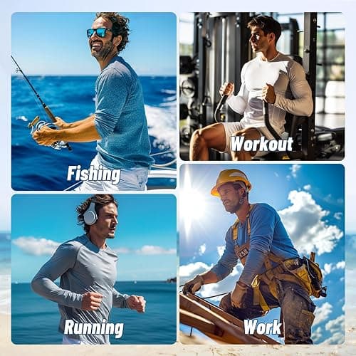 3 Pack Long Sleeve Shirts for Men - Quick Dry Moisture Wicking UV Sun Protection T-Shirts for Fishing Workout Athletic Gym thumbnail 5