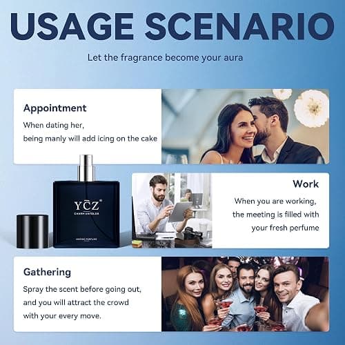 Ycz Charm Unfolds Marine Perfume for Men, 1.7 oz. Long Lasting Eau De Parfum Cologne For Men, Oriental Woody Fragrance - Ideal Special Occasions, Making it the Ideal gentlemen’s Gift (2-Pack). thumbnail 7