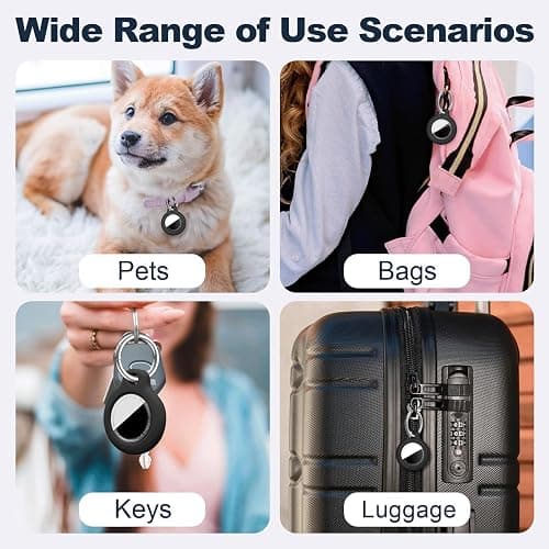 MOLOSLEEVE 1|2|4 Pack Case for AirTag 2nd Gen (2026) & 1st Gen, Shockproof Holder Anti-Scratch Protective Cover for Air Tags, Men's Women's Keyrings & Keychains for Keys, Luggage, Bags, Black thumbnail 6