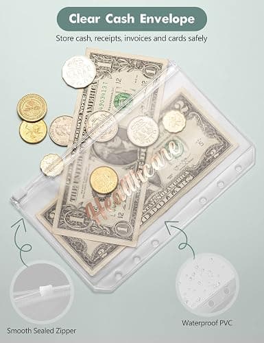 A6 Budget Binder for Money Saving, PU Leather Budget Planner with 8 Cash Envelopes, Budget Sheets & Rose Gold Category Stickers, Money Organizer for Cash (Floral) thumbnail 6