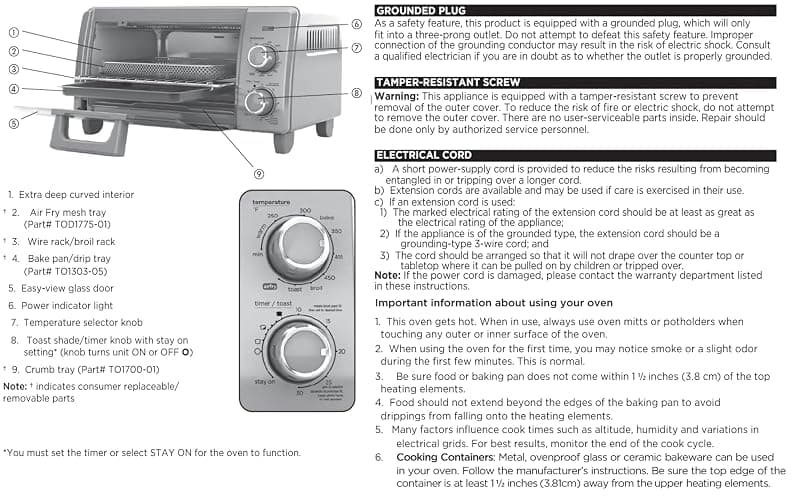 BLACK+DECKER Crisp 'N Bake Air Fry Countertop Convection Toaster Oven, Medium Capacity, 4-Slice, 5-in-1, Fits 9” Pizza, 30-Min Timer, Bake, Broil, Air Fry, Toast, Keep Warm, Stainless Steel thumbnail 12