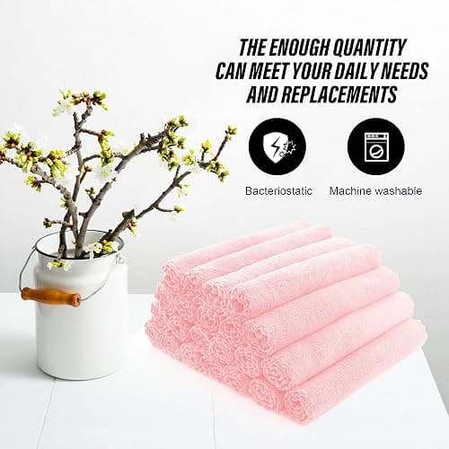 MOONQUEEN Ultra Soft Premium Washcloths Set - 12 x 12 inches - 24 Pack - Quick Drying - Highly Absorbent Coral Velvet Bathroom Wash Clothes - Use as Bath, Spa, Facial, Fingertip Towel (Pink) thumbnail 5