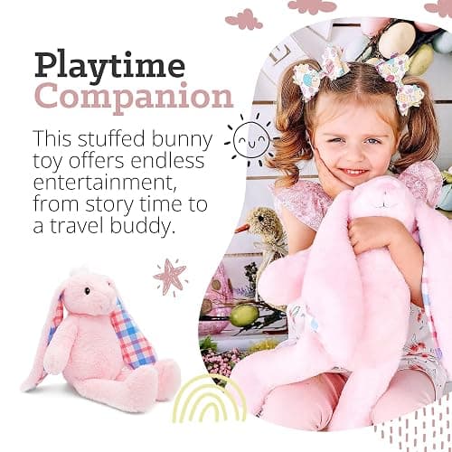 Plushible Easter Bunny Stuffed Animal, 18" (Pink) - Plush, Soft Embroidered Stuffed Bunny Toy for Kids, Newborns, Boys & Girls, Cuddly and Adorable Plush Toys thumbnail 2
