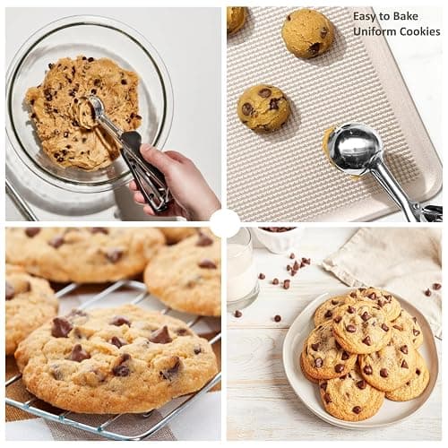 Cookie Scoop Set, 3Pcs Ice Cream Scoop, Cookie Scoops for Baking Set of 3, 18/8 Stainless Steel Cookie Scooper for Baking, Ice Cream Scooper with Trigger Release, Cookie Dough Scoop with Non-slip Grip thumbnail 5