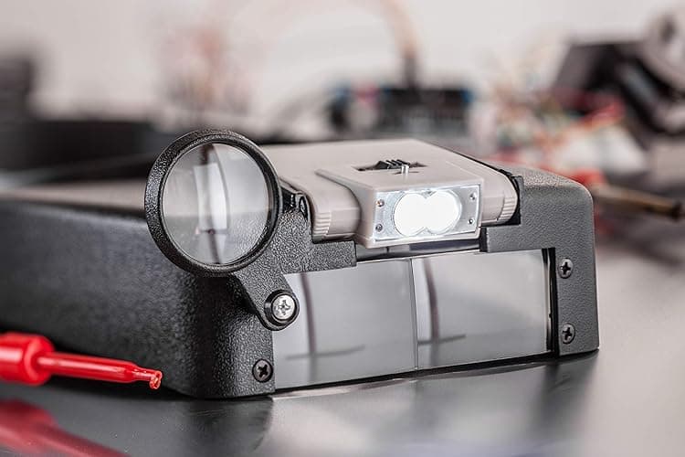 SE Illuminated Dual Lens Flip-In Head Magnifier, Head Magnifier, Tools for Repair & Precision Work, Adjustable Headlamp, 4.5X Loupe Magnifying, Black thumbnail 8