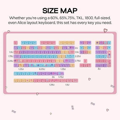 KiiBOOM Cute Cat Keycaps Set, Mao Profile, Cat Shape | PC Keycap for MX Switch Mechanical Keyboard, Compatible with 60%, 65%, 75%, TKL, 96%, Full-Sized Layout (Meow Pudding) thumbnail 8