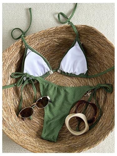 Verdusa Women's 2 Piece Sexy Halter Triangle Bikinis Thong Tie Boho Seashell Bikini Sets Swimsuits Swim Bathing Suit thumbnail 2