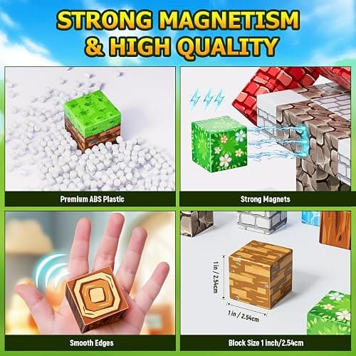 Wxlbr Magnetic Blocks, Magnetic Building Blocks,STEM Constructions Magnet Blocks for Kids, Boys and Girls Age 3+ Years Old, Building Toys Gifts for Kids 84PCS 1" Large Size thumbnail 4