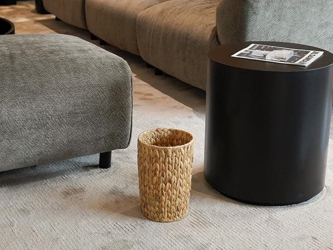 Coeusy Wicker Trash Can,Small Bathroom Trash Can,Water Hyacinth Wicker Waste Basket for Bathroom,Boho Waste Basket for Bedroom,Home Office,Compact Spaces(2 Gallon Round) thumbnail 3