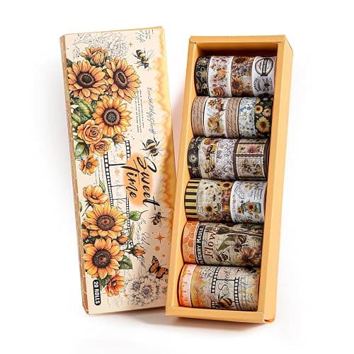 Washi Tape Set 20 Rolls - Vintage Bee Floral Butterfly Botanical Washi Tape Kit, Cute Retro Decorative Tapes for Scrapbooking Supplies,Junk Journal, Bullet Journaling, DIY Art Crafts, Gift Wrapping thumbnail 2