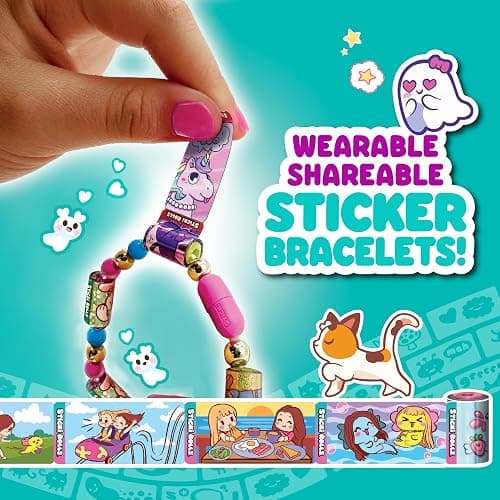 Sticki Rolls Anna & Erin BFF Pack – The Original Wearable Shareable Friendship Bracelets with 160+ Stickers | Collect and Share | Anna and Erin Charms | Ages 5 and Up thumbnail 4