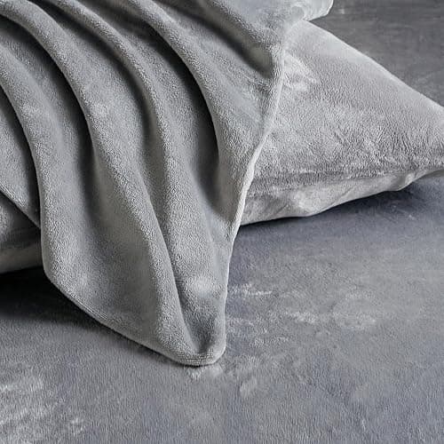 Sheets Queen, Extra Deep Pocket Sheet Set Up to 24" Inches,250 GSM Velvet Plush Fleece Sheets Warm No Slip Bed Sheet Sets Grey thumbnail 4