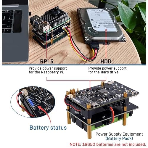 GeeekPi UPS Gen 6 Power Supply Uninterruptible UPS HAT for Raspberry Pi 5/4B, with Aluminum Heatsink thumbnail 7