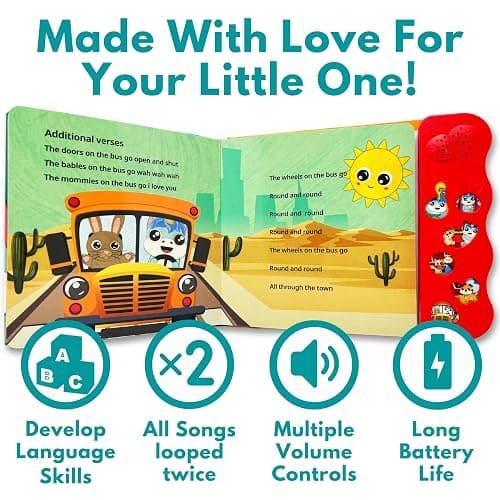 Learning Songs: Musical Toys & Interactive Sound Book for Toddlers 1-3, Baby’s First Year Music Book Gift, Singing Book for 1 Year Old Toddler & Kids, Nursery Rhymes Musical Books for Baby & Children thumbnail 3
