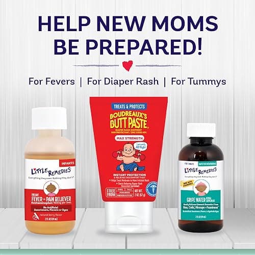 Little Remedies New Baby Essentials Kit with Saline Nasal Spray, Diaper Rash Cream, Gas Relief Drops, Gripe Water & More, Safe for Newborns thumbnail 4