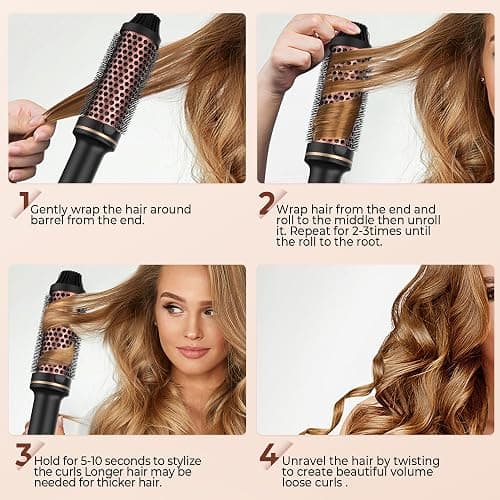 Heated Round Brush,UMIGA 38mm Thermal Brush Lockenbürste LCD Dual PTC 120-210℃, Erhöhen Sie das Haarvolumen, Lose Locken, Dualspannung thumbnail 9