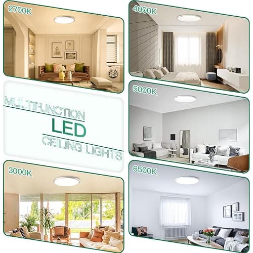 Brightever 4Pack LED Flush Mount Ceiling Light Fixture, 12 Inch 24W, Super Slim 0.67 Inch, 3200LM, Dimmable & 2700K-6500K 5 Color Selectable LED Ceiling Lights for Bedroom - 5CCT-White - 12 Inch-4 Packs thumbnail 7