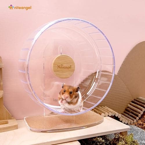 Niteangel Super-Silent Hamster Exercise Wheels - Quiet Spinner Hamster Running Wheels with Adjustable Stand for Dwarf Syrian Hamsters Gerbils Mice Or Other Small Animals (Transparent, Medium) thumbnail 5