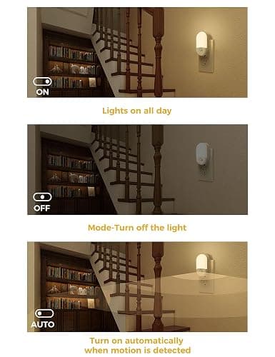 L LOHAS LED Motion Sensor Night Light, Motion Activated Night Light, 4Pack, 3000K Warm White, Night Lights Plug into Wall Motion Sensor, 30/60LM Adjustable Brightness, for Kids Adults Bathroom Kitchen thumbnail 6
