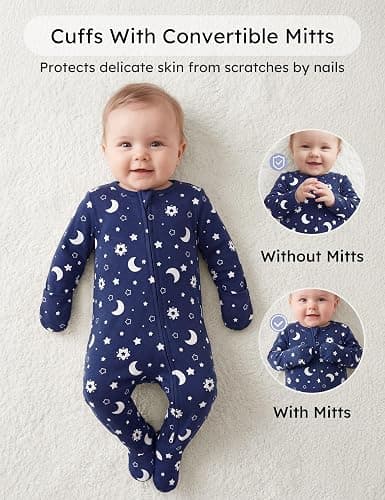 Yoofoss Baby Pajamas 100% Organic Cotton Baby Sleepers for Newborn 0-3 3-6 6-9 Months Boys Girl Clothes 3pcs Footed PJs thumbnail 4