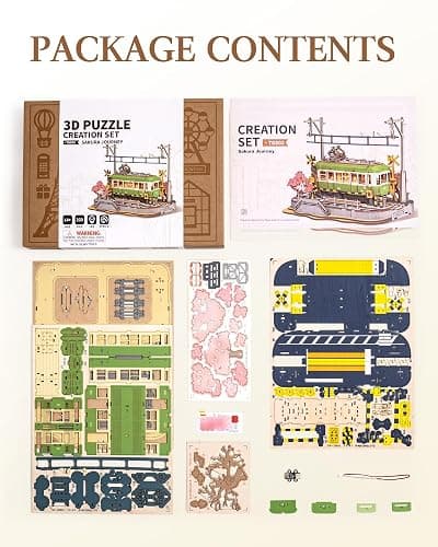 Wowood 3D Wooden Puzzles for Adults-Sakura Journey Tram, Model Car Kits Building Set for Adults, DIY Hobby Craft Kits Creative Gift (223PCS) thumbnail 8