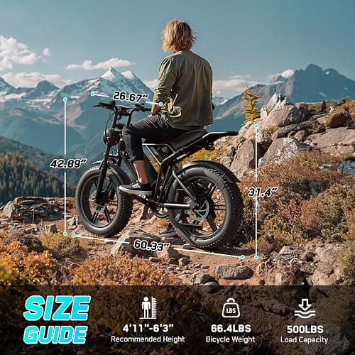TST Electric Bike for Adults, 1500W Peak Motor 28 MPH 60/100 Miles Fat Tire Ebike with 48V 15Ah/25Ah Removable Battery 20" Electric Dirt Bike Hydraulic Suspension and 7-Speed thumbnail 6
