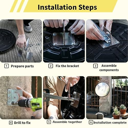 THAIMATS 24in Wide-Angle Unbreakable Convex Mirror | Heavy-duty unbreakable acrylic, instant rebound, wall mount. Indoor/outdoor for garage, driveway, warehouse, street. thumbnail 5
